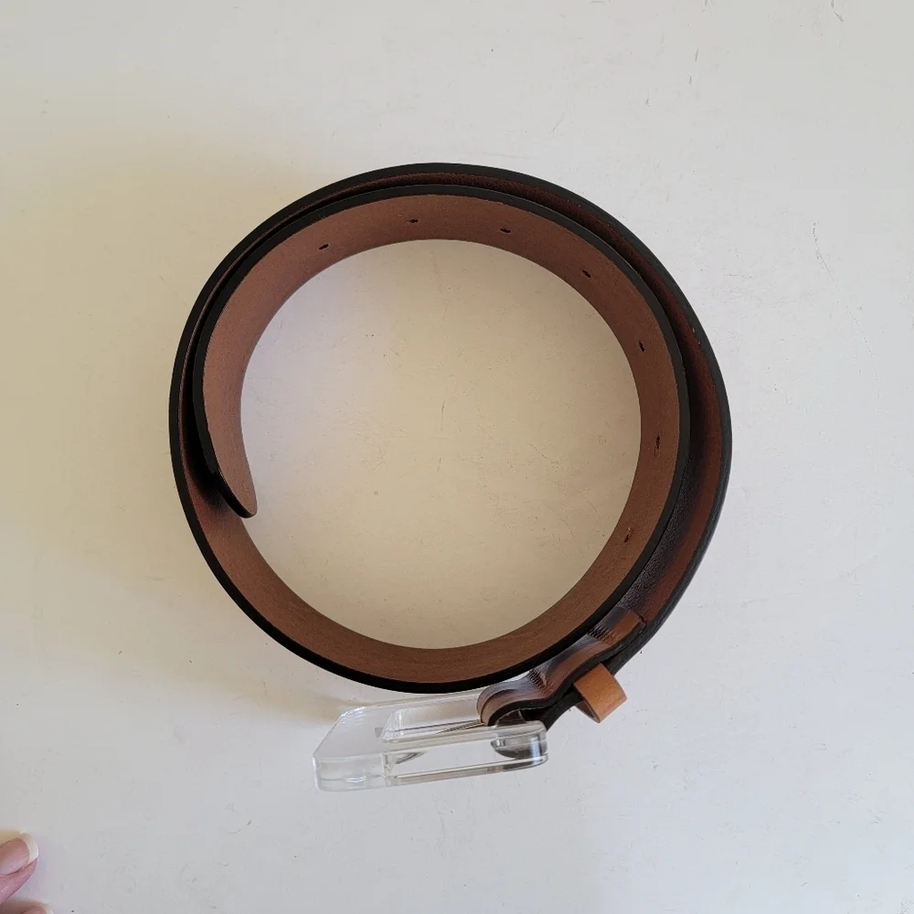 & other stories Tan Leather Belt Acrylic Buckle Size XS Brown Minimalist Boho